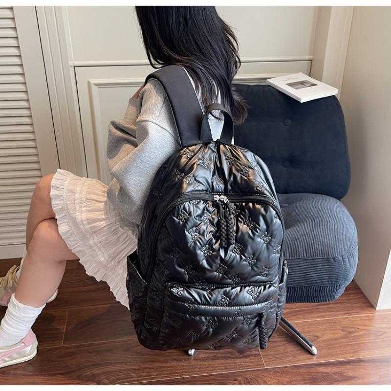 Quilted Backpack Casual Lightweight Daily Use Backpack for Women Fashion Quilted Design Ideal for School Commute Travel and Everyday Outings