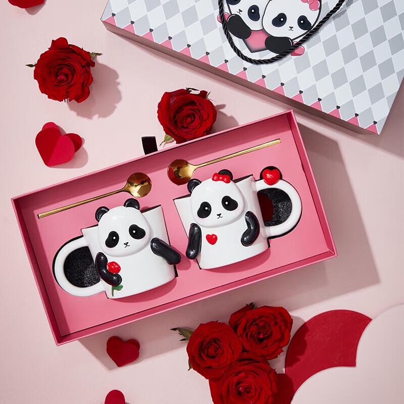 Panda Love Ceramic Couple Mug Set