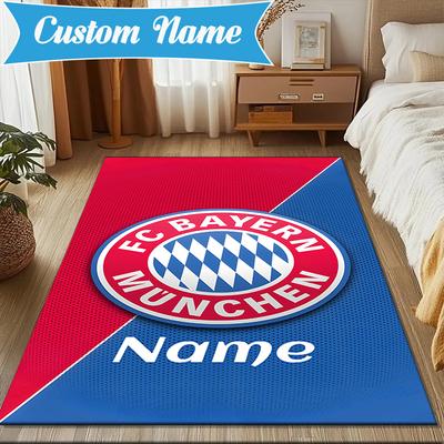 Custom Name Bayern Munich Crest Rug Game Carpet, Floor Mat for Bedroom Living Room Entryway Rug, Home Decor Idea Gift for Christmas Birthday