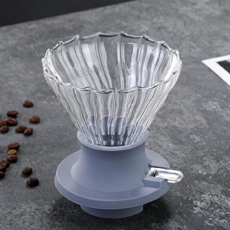 Decorative Waved Glass Coffee Filter Including Silicone Base Professional Stable Coffee Dripper for Home Use