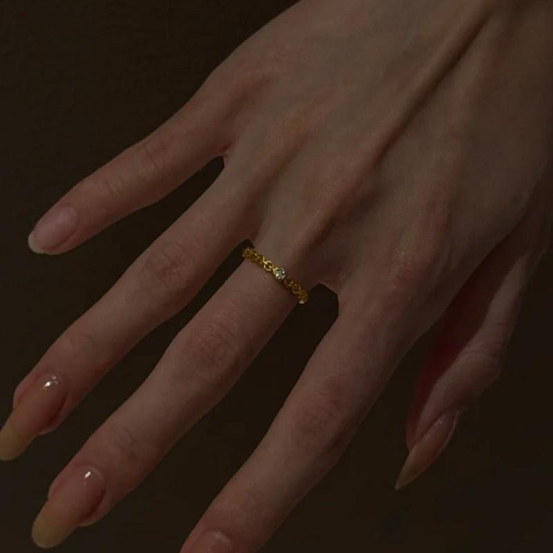 Fashion Minimalist Style Slim Rings for Women Single Diamond Geometric Ring Adjustable Party Suitable for Daily Jewelry Gifts