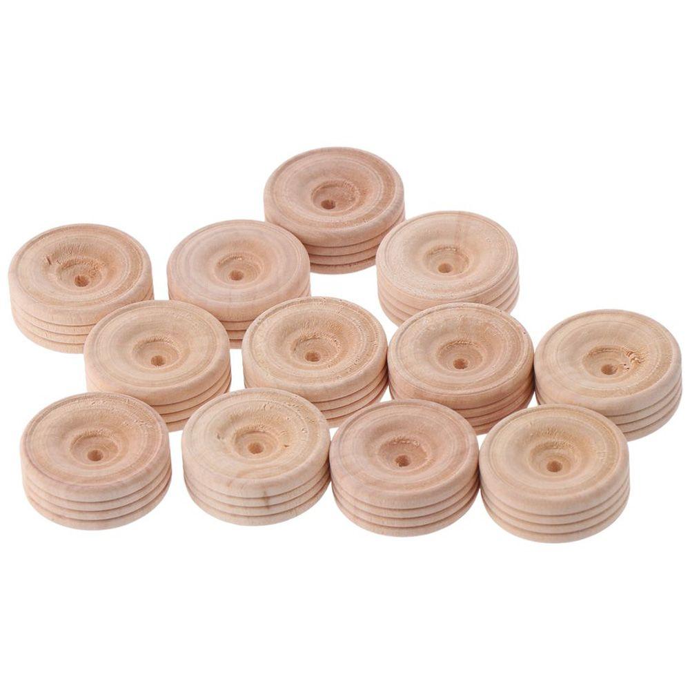 New 30pcs Mini Wood Wheels 3x1.2cm Wooden Wheels 3.5mm Hole Wooden Unfinshed Wheels Wheels Wooden Tools DIY Car Models