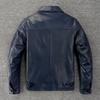 100% Natural Sheepskin Men Genuine Leather Jacket Casual Soft Thin Men's Leather Jacket Blue Coat Spring Autumn