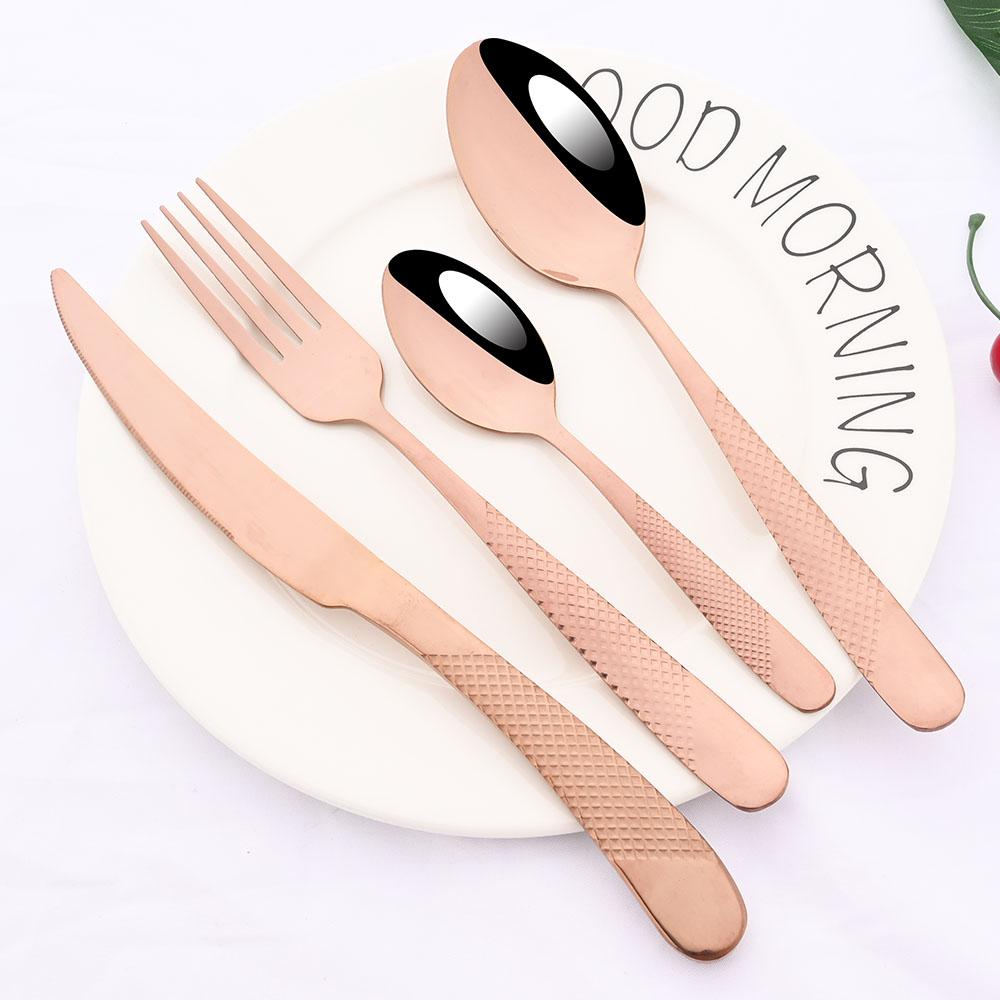 4Pcs Colorful Stainless Steel Dinnerware Cutlery Set Dinner Tableware Set Luxury Flatware Fork Knife Spoon For Wedding