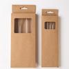 Double Ins Style Heat-Resistant Colored Glass Straw Set In Kraft Paper Box