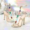 New Style Colour Gem Strap Designer Luxury High Heels Gladiator Sandals Women Summer Open Toe Wedding Banquet Shoes