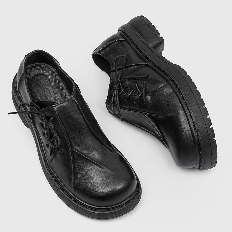 Duże buty Derby 22 zimowe czarne podwyższające duży nosek skórzane buty brytyjskie modne buty