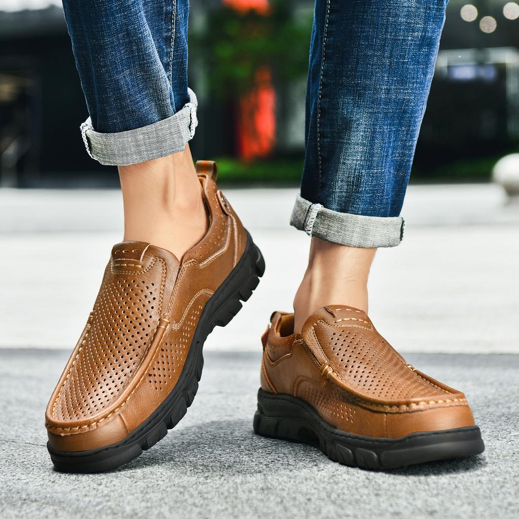 Independent Station 2025 Popular Leather Shoes Men's Leather Large Size Men's Outdoor Shoes Casual Leather Shoes Hiking Shoes