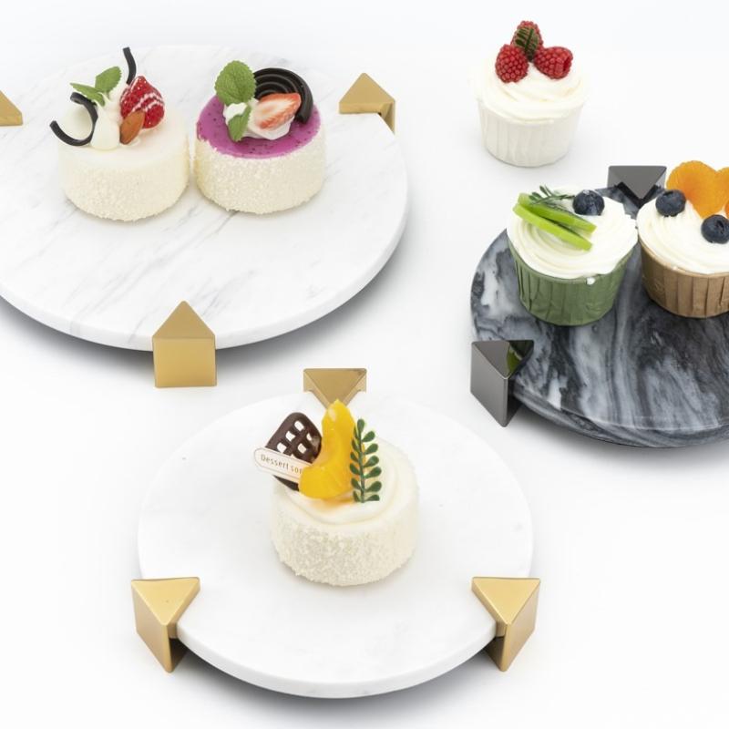 Marble Tray Round Cake Display Stand Dessert Plate Afternoon Tea Cake Tray  Trays Decorative Wedding Table Storage Fruit Plate