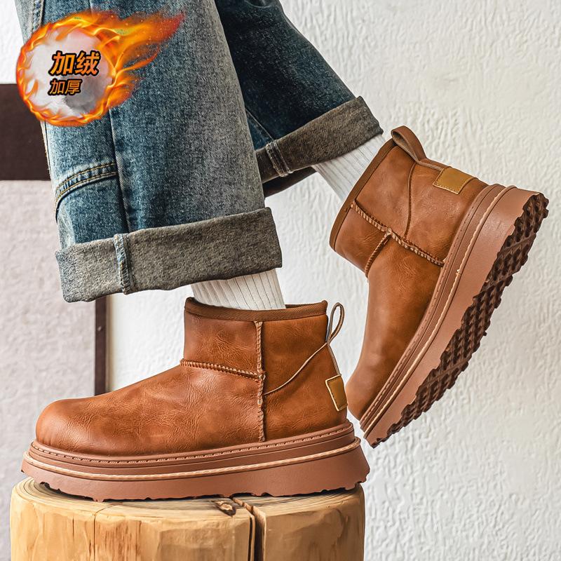 Snow boots, new winter velvet waterproof and non-slip large cotton shoes, integrated fur and cold-proof cotton boots