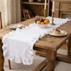 Chemin de table à volants 100% Coton Style Ferme Rustique Bord à volants Chemin de table pour Fête d'Anniversaire Décoration de Table de Mariage