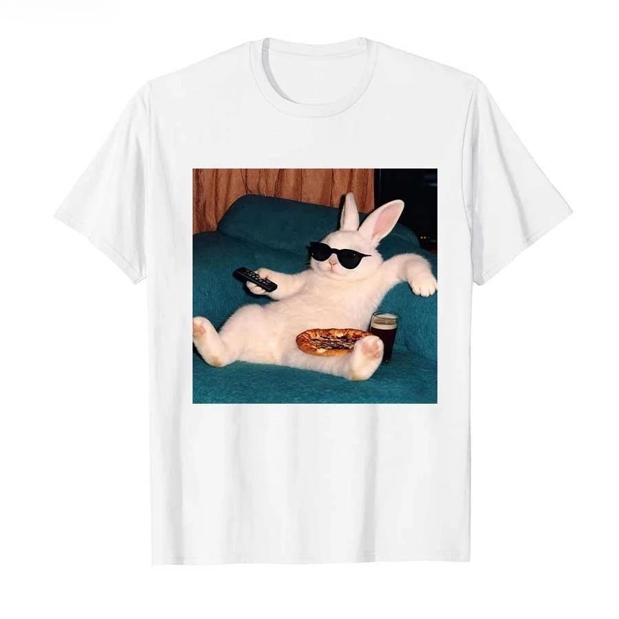 Lazy Bunny Meme Rabbit Printed Tshirt Women Harajuku Hiphop Streetwear Casual Short Sleeve T Shirts Tops Women Clothing