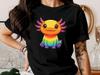 Kawaii Rainbow Axolotl Shirt - Cute Aesthetic Cottagecore Graphic Tee - Gift for Axolotl Lovers, Retro 90s Vibrant Unisex T-Shirt
