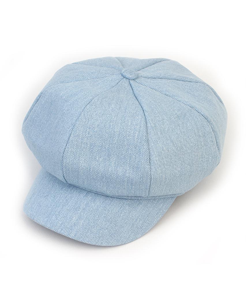 Light Denim Belted Newsboy Cap