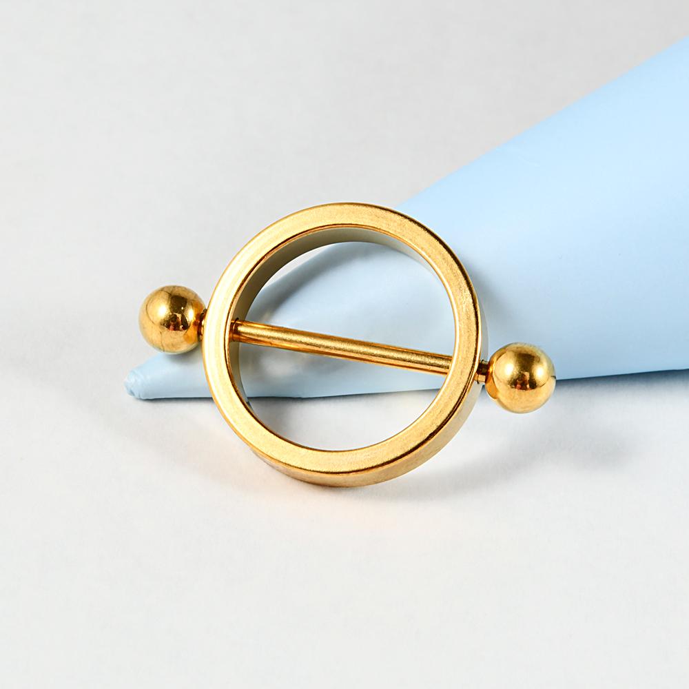 1 Paar Chirurgischer Stahl Schwarz Vergoldet Brustwarzenpiercing Runder Creolen Langhantel Brustwarzenschild Frauen Sexy Piercingschmuck 14G