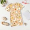Girls Loose Fit Short Sleeve Dress Lightweight Summer Dress Kids Round Neck Dress with Animal Print Pattern Casual Kids Dress for Everyday Wear