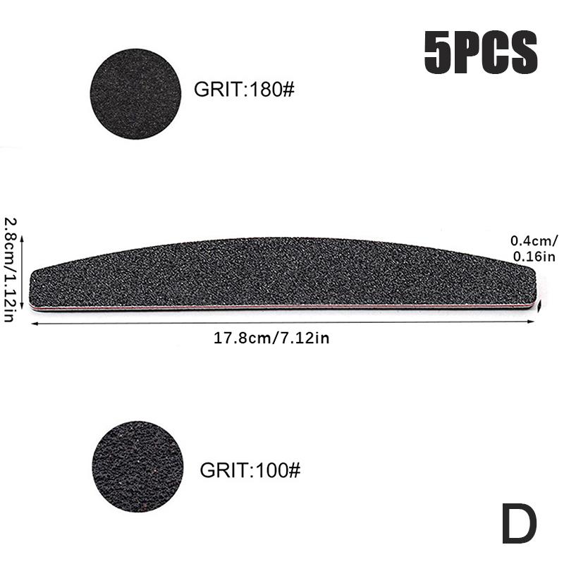 5Pcs Strong Thick Nail File Black 100/180 Grit Professional Sandpaper Cuticle Remover Buffer Files Manicure Tool Set Accessories