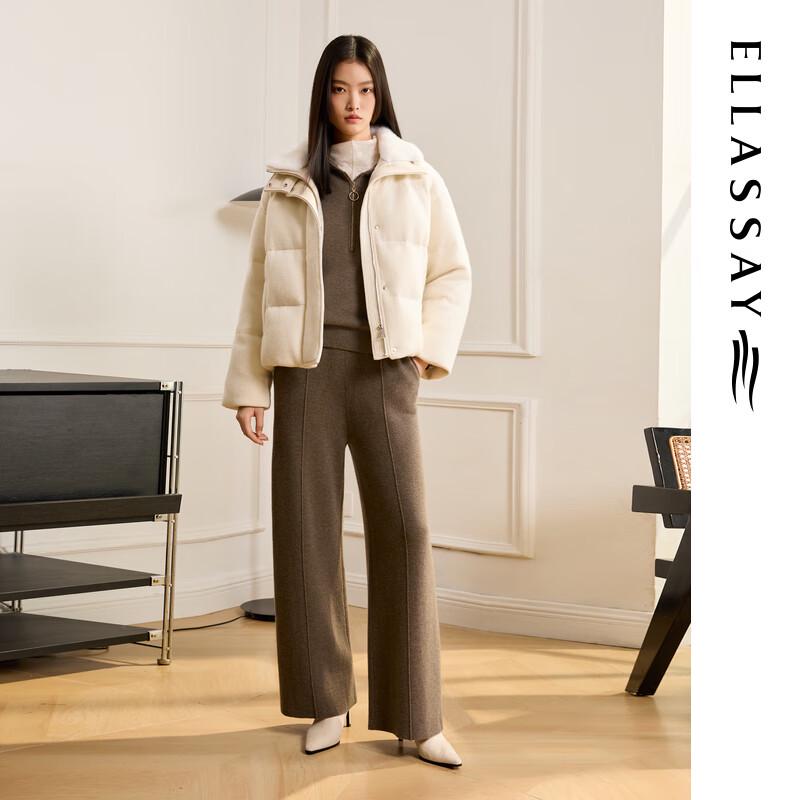 ELLASSAY Women's Plush Collar Short Goose Down Puffer Jacket