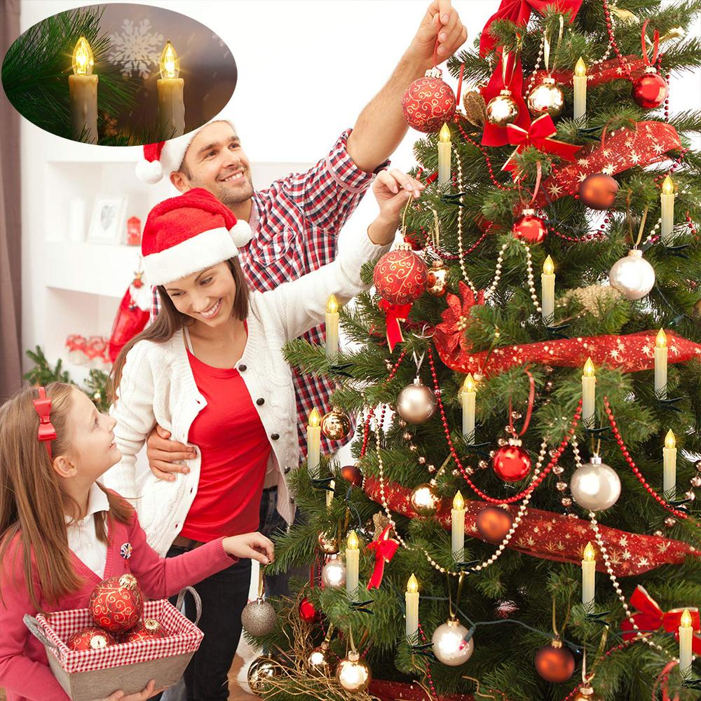 40 PCS wasserdichte Weihnachtsbaumkerzen mit Timer-Fernbedienung 2024 Neujahrsdekorationskerze Flammenlose blinkende LED-Kerzen