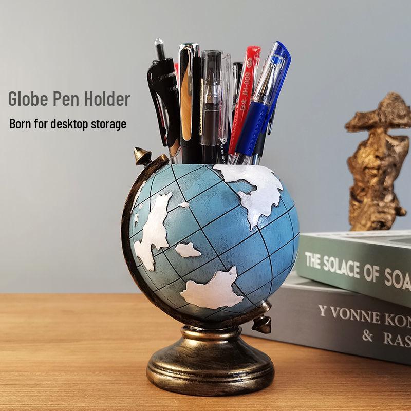 European Style Multifunctional Retro Pen Holder with Storage for Desk and Living Room Decor