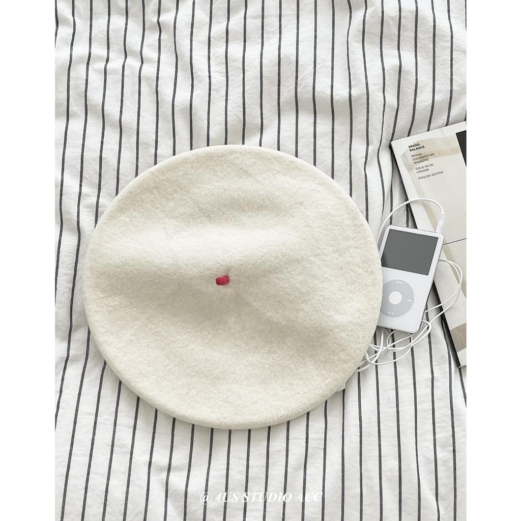 Woolen Beret Hat for Women Autumn and Winter Temperament Retro British Style Painter Hat Contrasting Color Small Chirp Pumpkin Hat Small Face