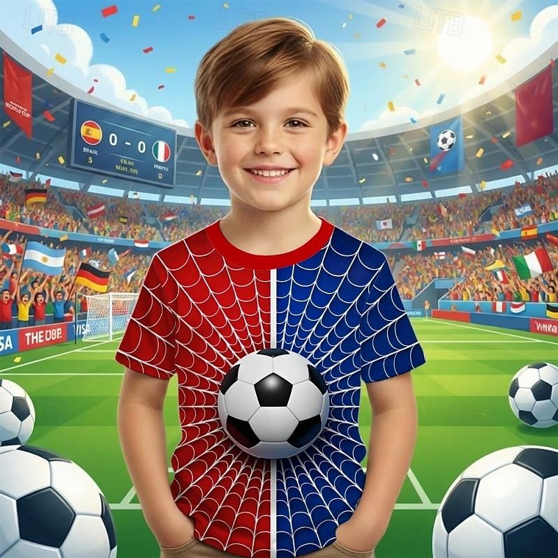 Мальчишеские 3D Графические Футболки для Футбола Футболка Футболка Короткий Рукав 3D Печать Летняя Весенняя Спортивная Мода 110cm