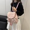 Fashion Cute Knot Women's Backpack Large Capacity Solid Color Travel Bag Drawstring Students Bookbag Travel