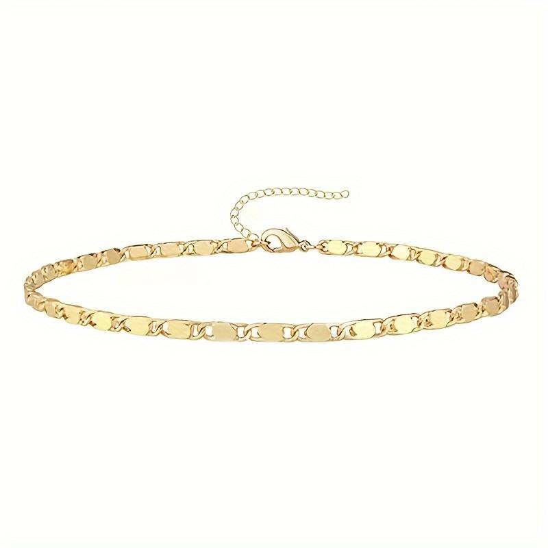 Women's Vintage Sequin Flat Chain Anklet, Minimalist & Versatile Summer Foot Jewelry