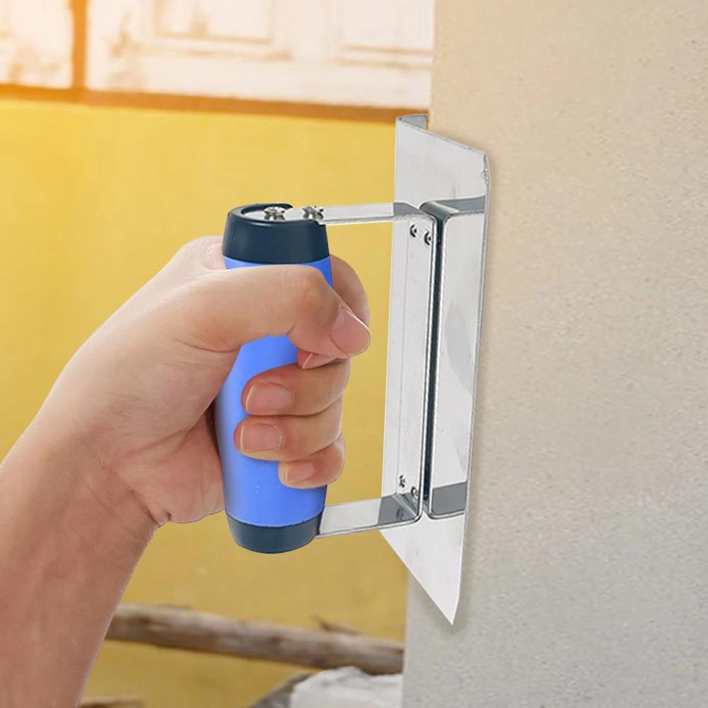 Concrete Edger Blue Steel Curved End Arc Corner Trowel with Rubber Handle Trowel Plaster Cement Stucco Masonry Construction Tool