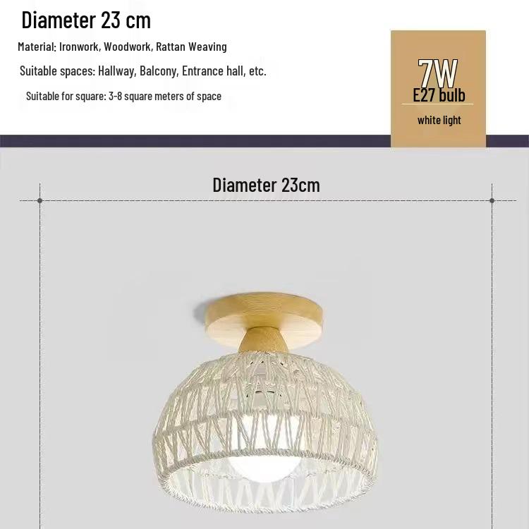 Solid Wood Pendant Light: Japanese Style Dining, Bar, Bedroom, Balcony, Retro Rattan Art, Cream Finish, Long Line Design.