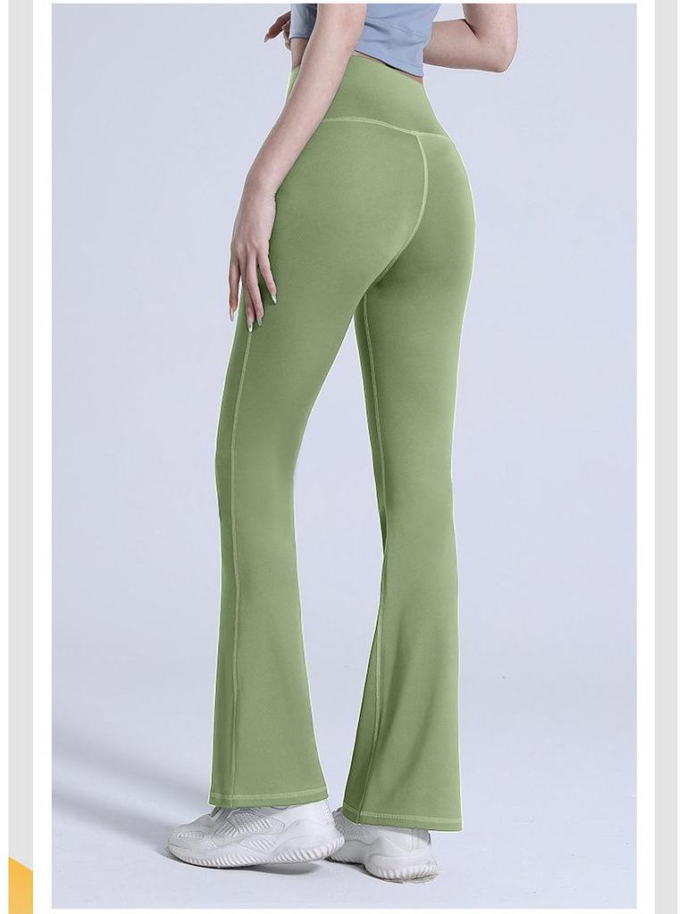 Lulu Women's Nude Feel Flare Yoga Pants – High Waist, Quick-Dry, Hip-Lifting, Slimming, Wide Leg Fitness Tights.