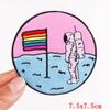 Regnbåge/BokstavsPatch Planet/UFO BroderiPatch Stryk på Patchar För Kläder Tecknad Broderad Patch På Kläder Strykning DIY