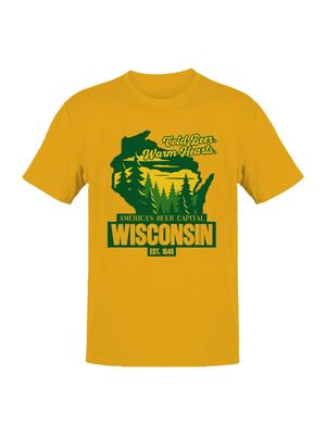 Wisconsin: Cold Beer, Warm Hearts Men's T-shirt