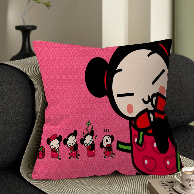Cute Cartoon Pucca Garu Pillow Anime Pillow Sofa Bed Head Pillow Cover Cushion Cover 45x45 cm Fashion
