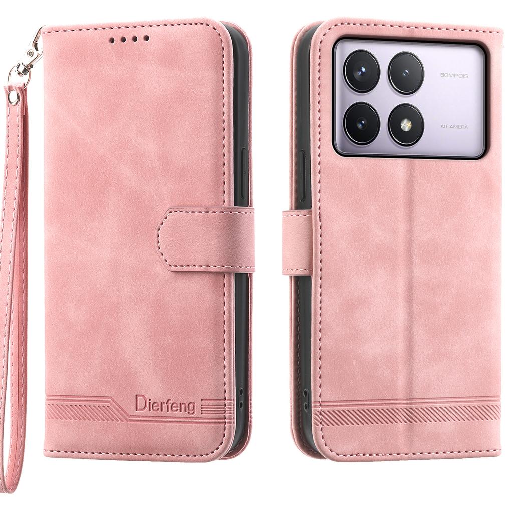 DIERFENG DF-03 For Xiaomi Poco F6 Pro 5G/Redmi K70 5G/K70 Pro 5G Wallet Phone Case Leather Cover Lines Imprinted