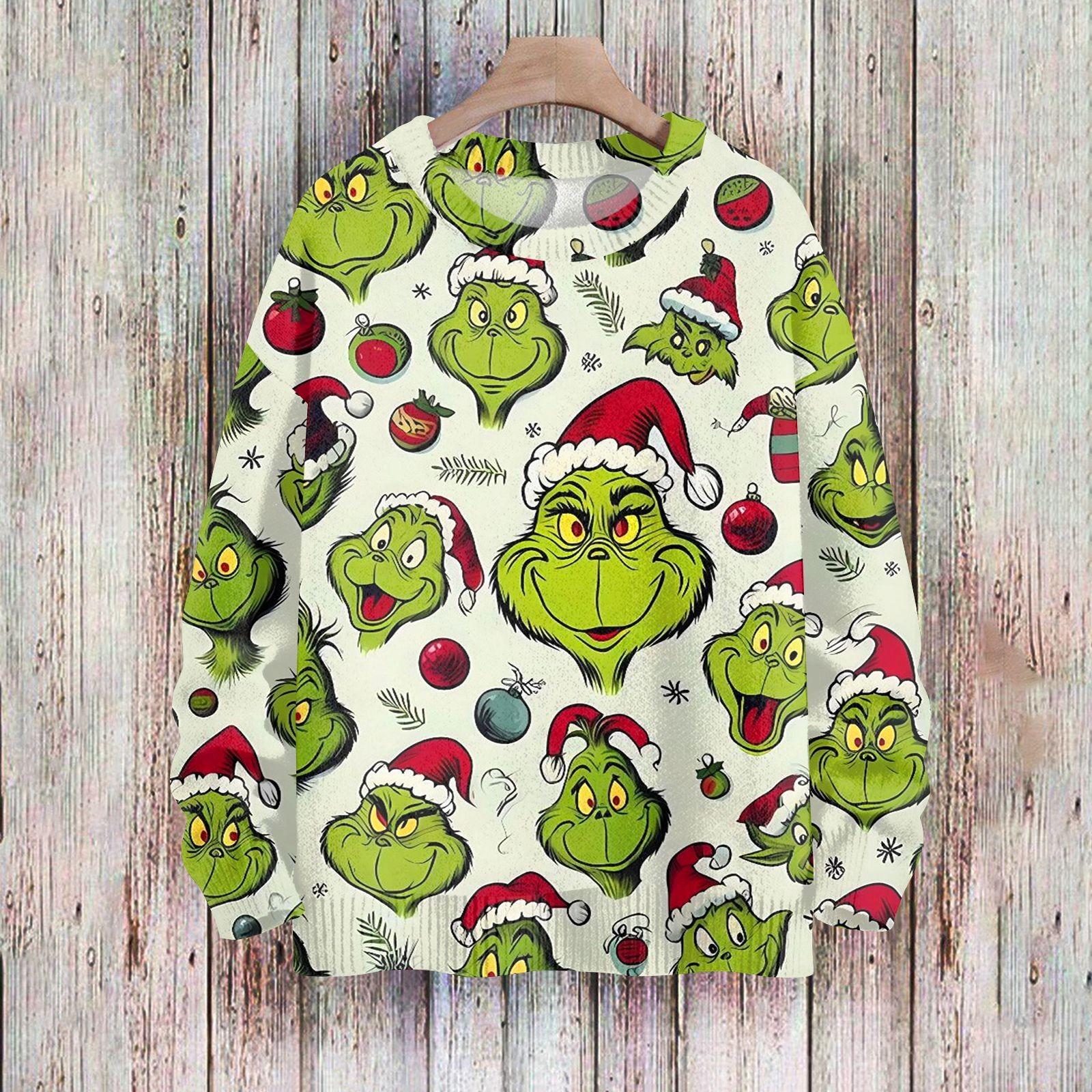 

Різдвяні світшоти для жінок В язаний светр Мила сорочка Осінній пуловер з круглим вирізом XXXXL