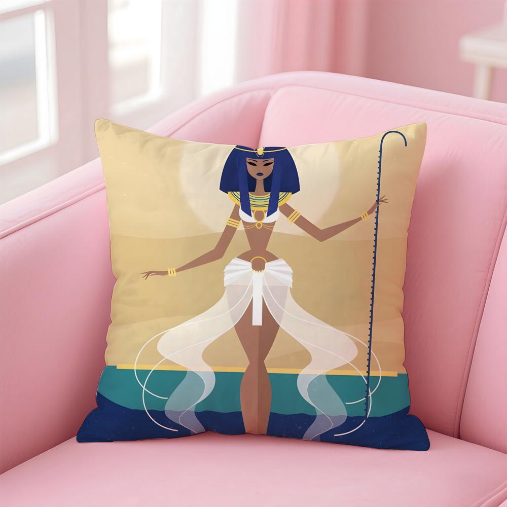 Cartoon Ancient Egyptian Cushion Cover Linen Pillowcase Cover Soft Decor for Sofa Home Room