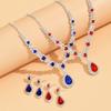 Premium Pendant Necklace Luxury Dangle Earrings Simple Wedding Jewelry Set  Bride
