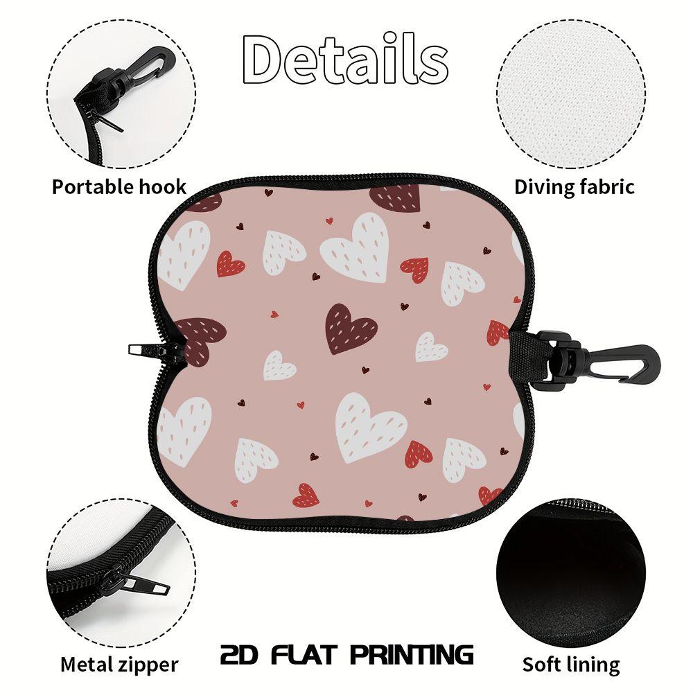 Cute Hearts Pattern Soft Fabric Sunglasses Case, Portable Lightweight Eyewear Pouch, Protective Glasses Bag for Women Girls Travel Daily Use