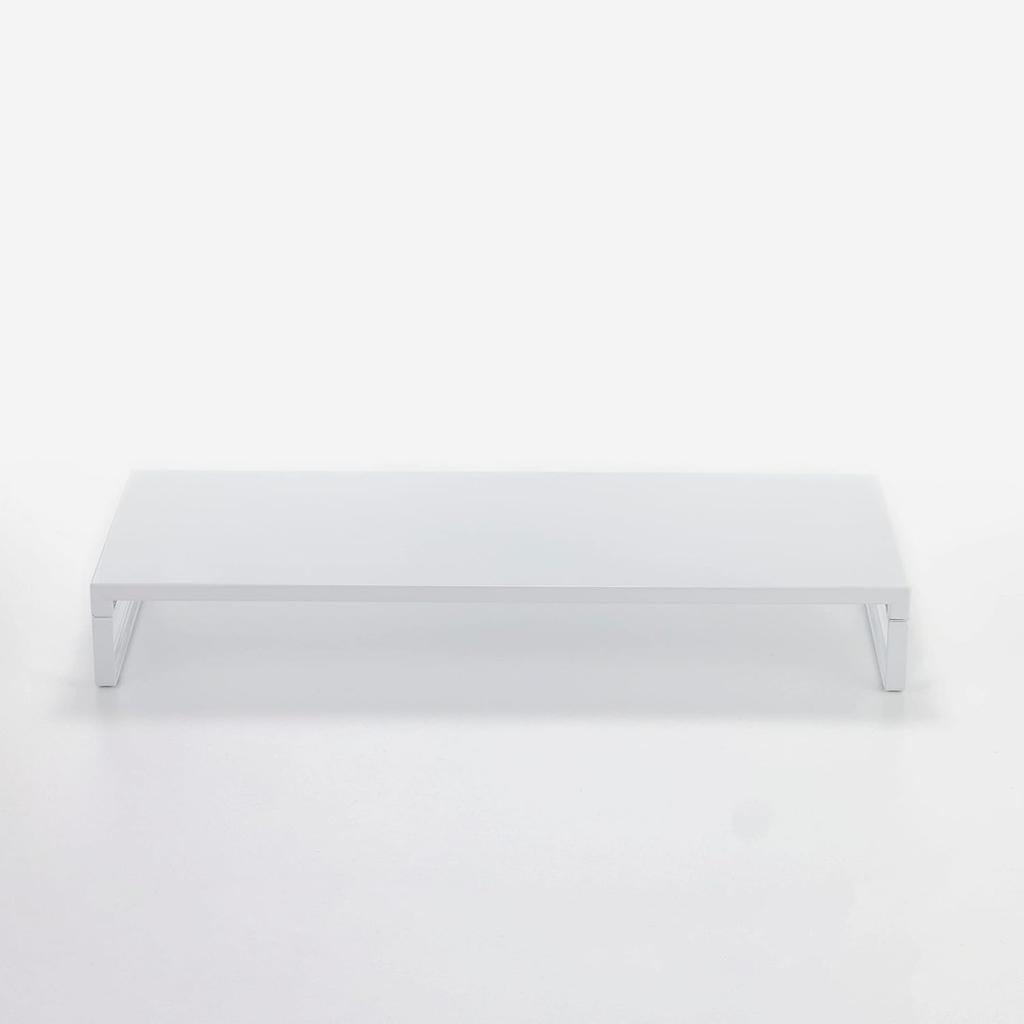 LIHIT LAB Computer Monitor Desk Gaming Low 59cm Wide X 25cm Deep X 8cm 15kg Load Stand, Stand, Stand, Stand, Profile, High, Capacity, White, A7332-0