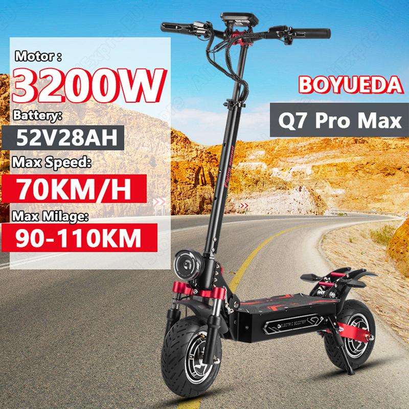 BOYUEDA Q7Pro Max E-Scooter 3200W podwójny silnik 52V28AH akumulator NFC aktywowany sterowanie aplikacją Escooter Silent Tires elektryczny skuter