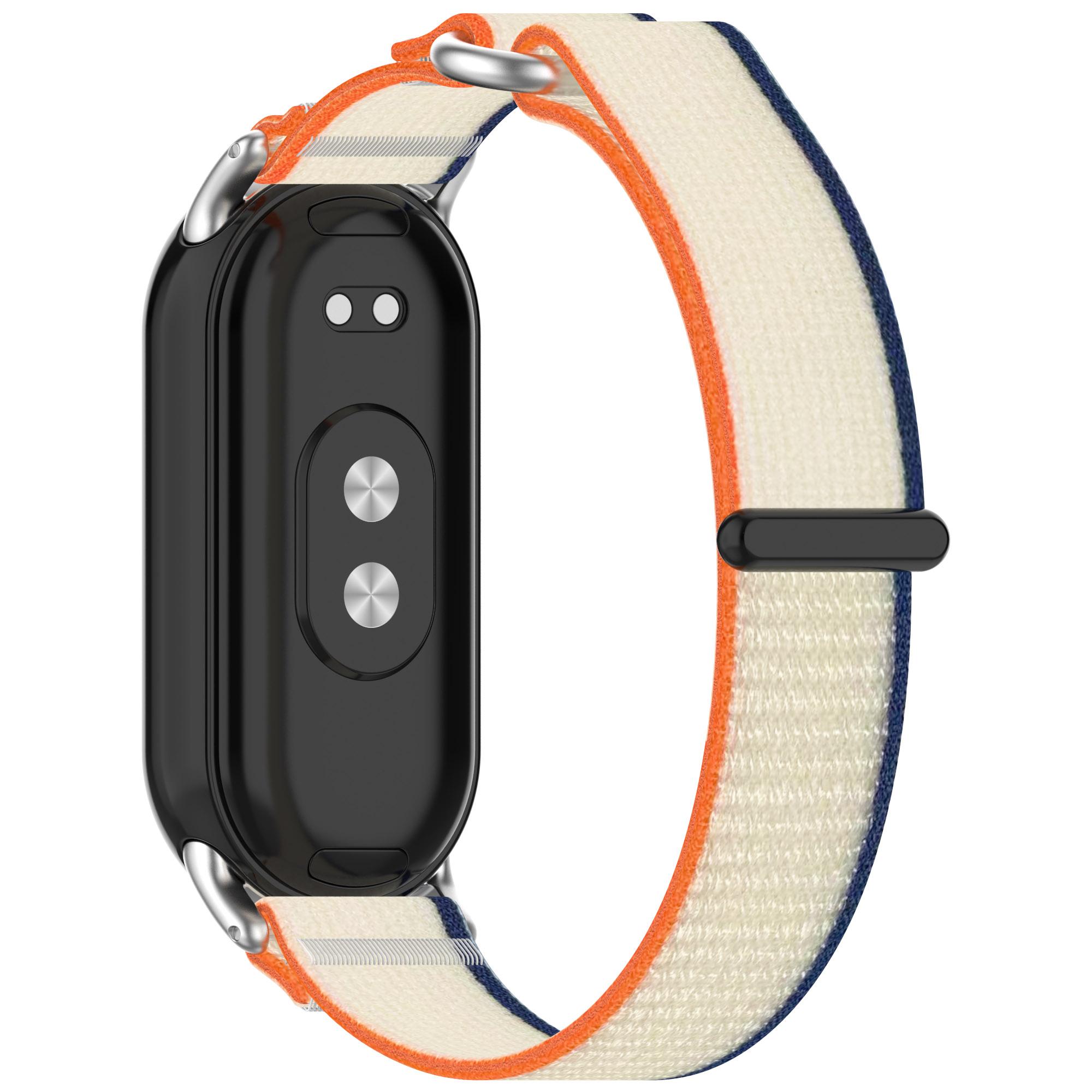 

For Xiaomi Smart Band 9 NFC/9/8 NFC/8 Watch Strap Breathable Nylon Sport Strap Orange Beige