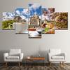 Canvas Painting Tea time coffee bread in Pair city 5 Pieces Wall Art Modular Wallpapers Poster Print for living room Home Decor