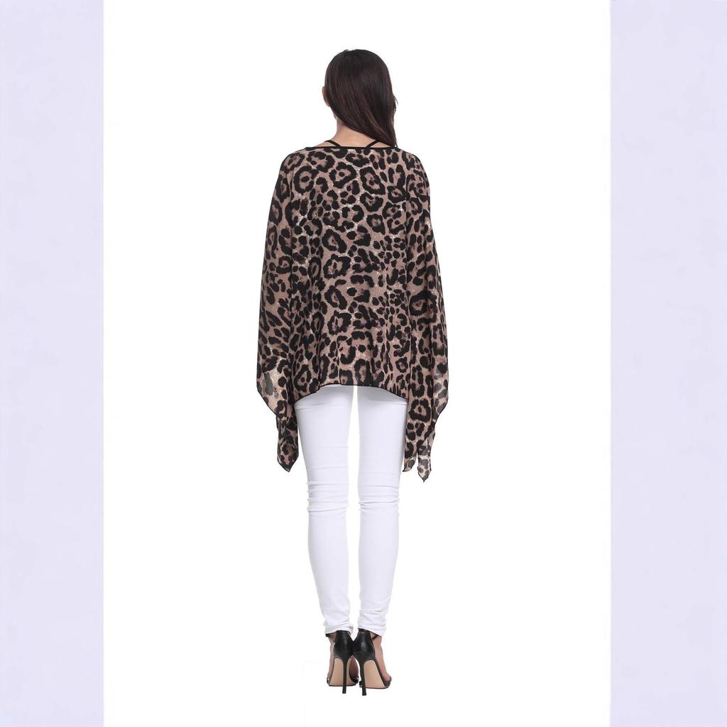 Plus Size Chiffon Batwing Shirt for Women – European & American Style, Extra Large 