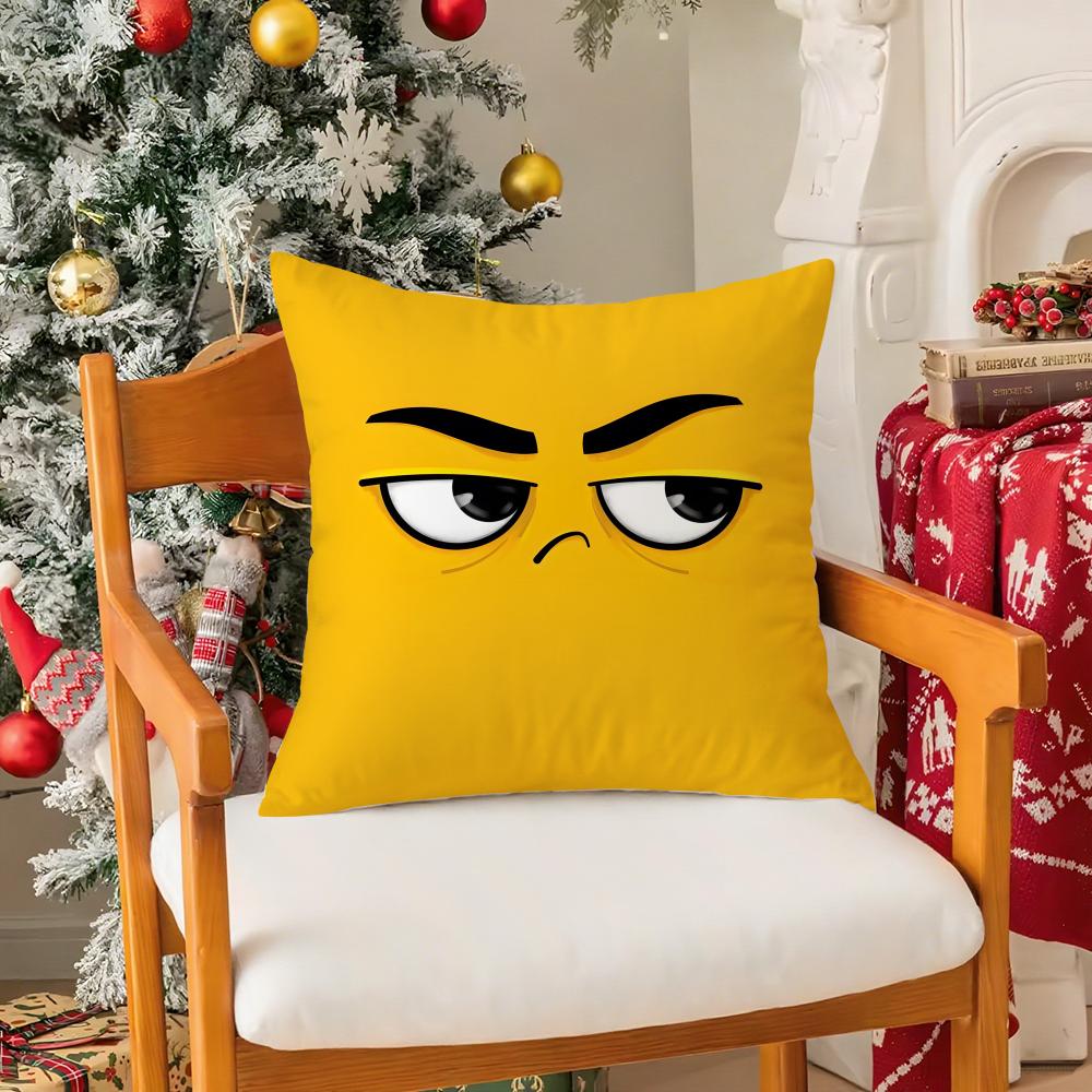Funny And Quirky Personalized Emojis Pillow Case Comfort Sofa Bed Silky Elegant Invisible Zipper Decorative Cushion Cover