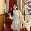 2025 Autumn/Winter Women's Korean Woolen Coat - Mid-Length Turtleneck Tie-Up Jacket, Black