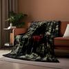 A central black void with red eyes, surrounded by distorted people. for all seasons blanket lunch break throw gift