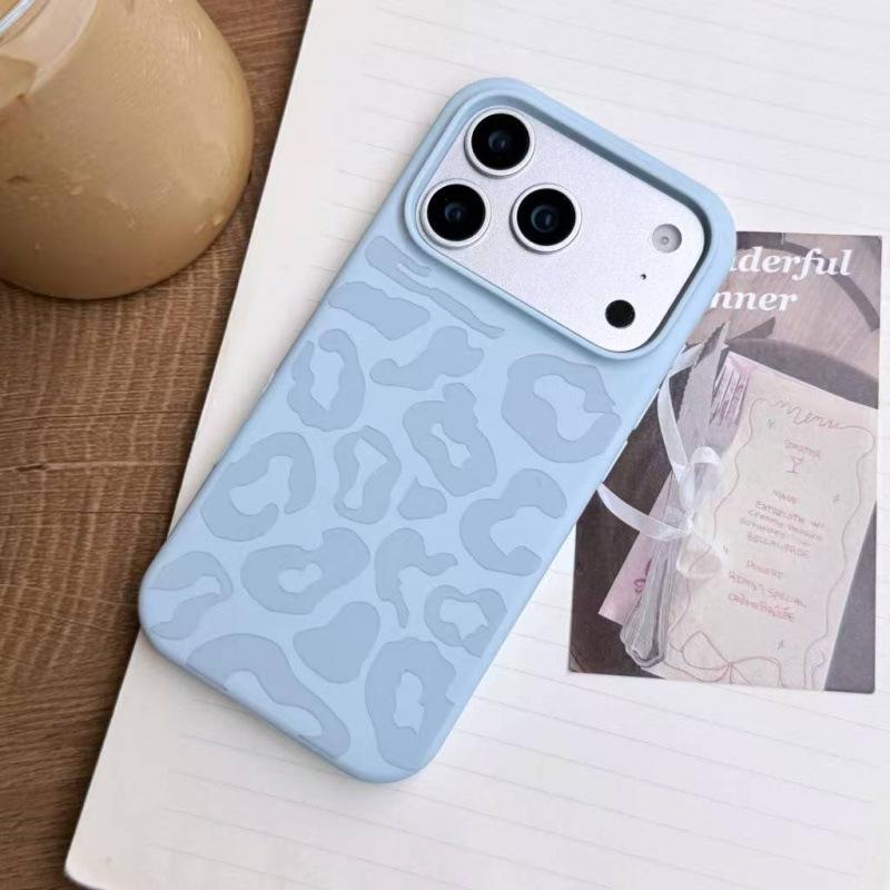 Silicone Leopard Print Phone Case for iPhone 14/15/16/17 Pro Max - Fashionable & Protective Cover