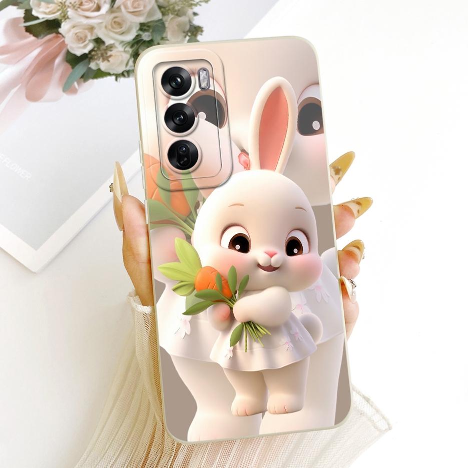 For Oppo Reno 12 Pro 5G Case CPH2629 Cute Rabbit Cartoon Cover Shockproof Soft TPU Phone Case For Oppo Reno12 Pro 5G Fundas Bags