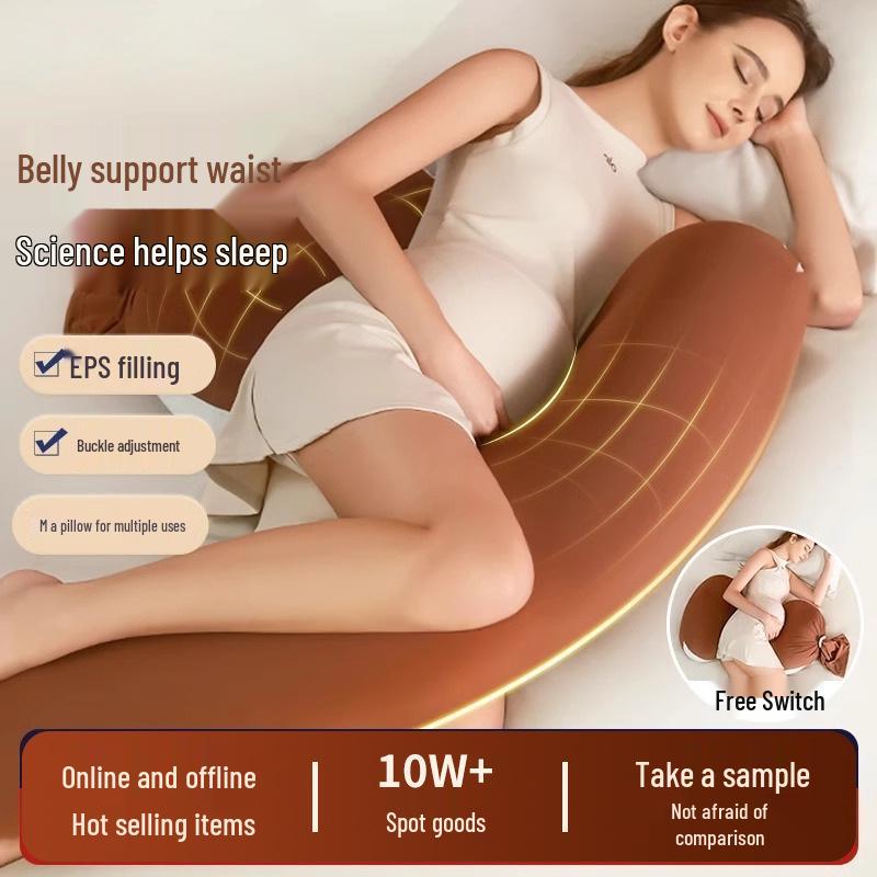 U-Shaped Lumbar & Belly Support Pregnancy Pillow for Side Sleeping